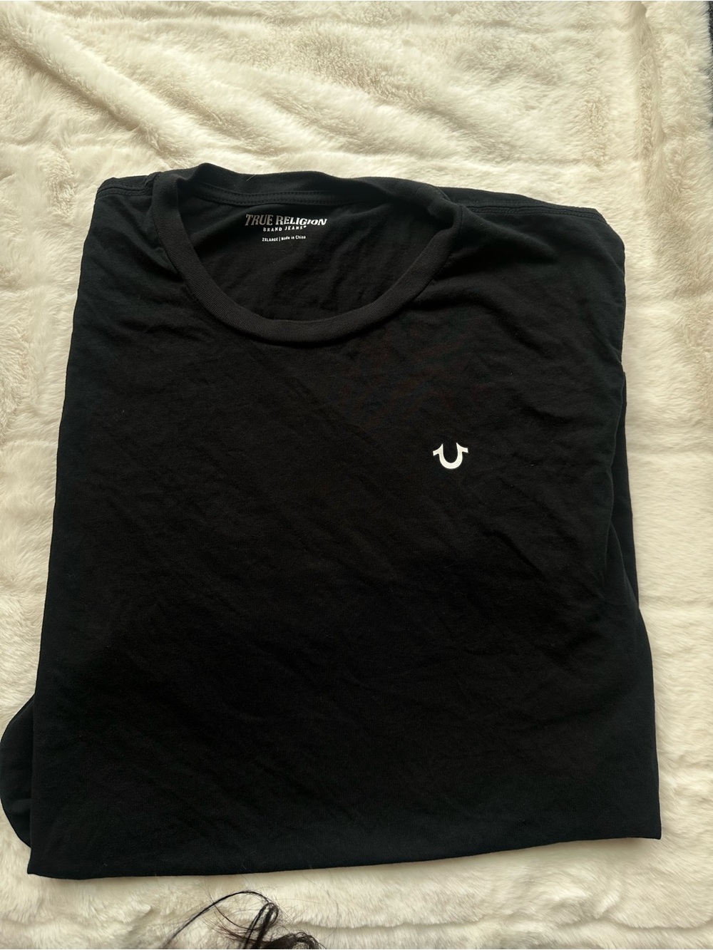 True Religion Black Short Sleeve Crewneck Tee with White Logo